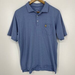 B.Draddy Mens Blue White Striped Pima Cotton Blend Pocket‎ Polo Shirt Size M